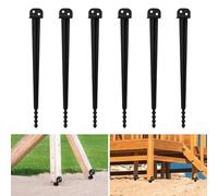 Aopunly Lot de 6 douilles de sol en forme de L - 50 cm - Avec extrémité dentée - Facile à enfoncer - Ancrage et support de poteau pour poteaux en bois et métal - En acier - Pour toutes les