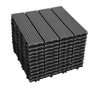 Aopunly Lot de 66 Dalles de terrasse 4 lattes 6 m², 30 x 30 cm, Dalles clipsables WPC Composite bois Anthracite