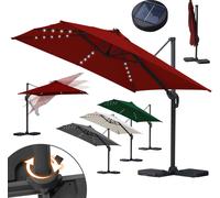 Aopunly Parasol Parapluie Ø3m pivotant,inclinable,rotation 360°,parasol de marché,LED,rouge