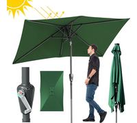 Aopunly Parasol Rectangulaire Parasol de balcon Ø300x200cm Vert pliable à 30° des deux côtés avec manivelle Parasol de marché Parasol de terrasse Protection solaire Parasol de jardin