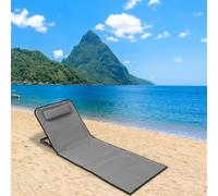 Aopunly Tapis de plage avec sangle avec appuie-tête Dossier réglable 600D polyester gris 1 pièce 145cm x 47cm