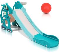 Aopunly Toboggan pour enfants Bébé 145 cm Toboggan de jardin 4 en 1 Toboggan Basketbal1 Vert