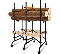 Aopunly Tréteau de sciage pliable, 116x21x65 cm, Tréteau de coupe en bois pour aider à scier, Tréteau de sciage en métal