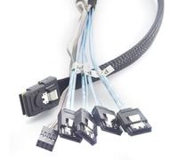 AoQhir Câble de serveur interne Mini SAS 8087 vers 4 x SATA avec bande latérale - Cordon de transfert de données en cuivre haute vitesse 12 Gbit/s 30 AWG, impédance 10 Ohm (1 m)