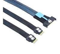AoQhir Câble serveur Gen5 MCIO 8X Slimline SAS 8i vers Dual SFF 8654 4i - Cordon de transfert de données haute vitesse 24 Gbit/s, impédance 85 Ohm (0,5 m)