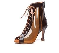 AOQUNFS Chaussures de Danse Latine Femme/Fille Bottes Danse de Salsa Tango Bachata,L540-7.5-Marron,EU38