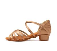 AOQUNFS Fille&Femme Chaussures de Danse Latine Talon Bas Enfants' Pratique Chaussures de Salsa Bachata Tango de Salon,WZSP234-Beige-3.5,EU 35