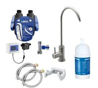 AORA | Système de filtre à eau sous évier avec robinet 1 voie | Compatible avec le filtre BRITA P1000 et la tête de filtre | Réduit le calcaire et améliore le goût | Acier inoxydable brossé Sofia avec