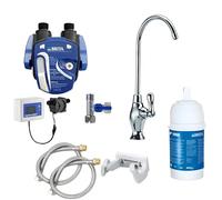 AORA | Système de filtre à eau sous évier avec robinet 1 voie | Compatible avec les filtres BRITA P1000 et tête de filtre | Réduit le calcaire et améliore le goût | OSLO laiton chromé avec Digiflow