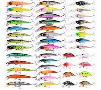 Aorace 43pcs Bass Fishing 56pcs Lures Kit Set Topwater Hard Baits Minnow Crankbait Pencil VIB Swimbait for Bass Pike Fit Saltwater and Freshwater