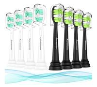 Aoremon Lot de 8 têtes de rechange pour brosse à dents électrique Philips Sonicare C2 W pour Phillips Sonicare Diamondclean Protectiveclean 4100 5100 6100 6100 pour W2 W3 (blanc + noir)