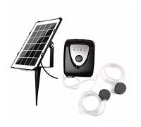 Aoresac Aérateur de bassin solaire 3,5 W avec batterie de 4000 mAh et manuel en allemand, USB, deux tuyaux de 1 m, convient pour les étangs de jardin, les aquariums (noir)