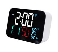 Aoresac Horloge Multifonctionnelle de Température et d'humidité WiFi, pour le Bureau et la Maison, Horloge de Bureau LED Contrôlée par Application pour la à Distance (Coquille blanche - Lumière