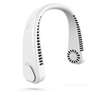 Aoresac Mini Ventilateur de Cou avec 60 Pales Denses, Ventilateur sans Lame Rechargeable, Flux D'air de Refroidissement à 360 °, Mains Libres pour le Sport, les Travaux Ménagers et les (Blanc froid)