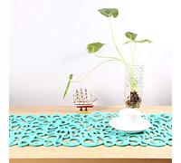 Aoresac Set de Table en Feutre, Motif Floral ajouré, Chemin de Table Résistant à la Chaleur, Décoration Artistique et élégante pour la Maison, pour la Famille ou Les Amis, Rangement (Vert Clair)
