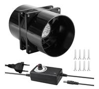 Aoreun 100mm Ventilateur Tubulaire Réglable, Ventilateur de Conduit avec Régulateur de Vitesse, Extracteur d'air de Ventilation pour Cuisine, Cave, Salle de Bain, Tente de Culture (Noir)
