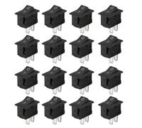 Aoreun 16 Pièces Interrupteur à Bascule, Mini Bateau Commutateur SPST Bouton poussoir AC 250V 3A 2 Broches 2 Positions ON/OFF Noir pour Automobile, Marine, Interrupteurs Électroniques Domestiques