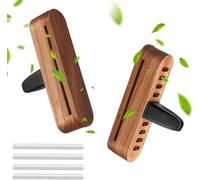 Aoreun 2PCS Diffuseur Voiture pour Huiles Essentielle avec 4 Recharges, Parfum d'Intérieur en Bois, Désodorisant pour Voiture pour une Conduite Agréable et Relaxante