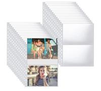 Aoreun 30 Pack 120 Pochettes Photo A4, 2 Compartiments, Protège Page Photo Double Face, Pochette Transparente pour Reliure à Anneaux 2/3/4, Pochettes Photos A5, Pochettes Pour Cartes Postales
