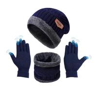 Aoreun 3in1 Bonnet D'hiver Bonnet Écharpe Ensemble de Gants, écharpe Gants d'écran Tactile 3 en 1 Hiver Ensemble pour les sports de plein air Jogging Ski Randonnée