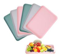 Aoreun 6 Pièces Plateau de Service Rectangulaire, Plateau Rectangulaire 21 x 29.3cm Plastique Antidérapant Plateaux Restauration Rapide pour Cuisine, Salle Manger, Café (Vert, Beige, Rose)