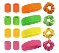 Aoreun Bandeau de Sport, 16 Pièces Ensemble de Bandeaux Bande de Cheveux Élastique Non Slip Évacuation de l'Humidité Bandeau en Coton pour Sports pour Le Basket-Ball, Le Tennis