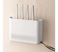 Aoreun Boîte de Rangement pour Routeur WiFi, Étagère de Rangement Murale WiFi Support Mural Étagere Mural Flottante pour Composants TV, Étagère WiFi Décoration Murale pour Salon Chambre Bureau, Blanc