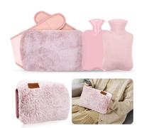 Aoreun Bouillotte Ceinture, 4 en 1 Sacs à eau chaude en caoutchouc, 1L Bouillotte Peluche Chauffe-Taille Amovible avec Housse Peluche et Ceinture pour le cou et les épaules, le dos, les jambes