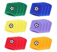 Aoreun Bracelets de Sport pour Enfants, 24 Pièces Bandeau de Poignet Coloré pour Enfants Bracelets Anti-Transpiration pour De Sport Enfants,Bracelets Sports Plein Air, Le Football,L'athlétisme