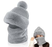 Aoreun Chapeau Écharpe Coupe-Vent de Cyclisme pour Femme, Cagoule Chaud Bonnet Ensemble Hiver pour Outdoor Moto VTT Surf Vélo Camping, Gris