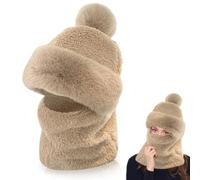 Aoreun Chapeau écharpe Coupe-Vent de Cyclisme pour Femme, Écharpe Coupe-Vent pour Femme Cagoule Chaud Bonnet Ensemble Hiver Coupe écharpe pour Outdoor Moto VTT Surf Vélo Cyclisme Camping (Khaki)