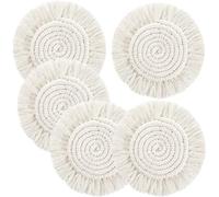 Aoreun Dessous de Verre Ronds en Dentelle Faits à la Main, 5 pièces, Dessous de Verre réutilisables antidérapants de Style bohème, Sets de Table tissés à la Main, Tasses, Vase