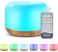 Aoreun Diffuseur d'Huiles Essentielles 300ml, 7 Couleurs LED Lampe Humidificateur Ultrasonique, humidificateur d'air bébé avec Timed et télécommande, Arrêt Automatique pour Chambre à Coucher, Bureau