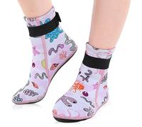 Aoreun Enfants Chaussette de Plongée, 3 mm Chaussettes Neoprene AntidéRapant Thermique, Chaussettes Piscine pour la plage, la piscine, les sports nautiques, 31-33 Rose