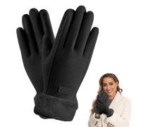 Aoreun Gants d'hiver chauds pour femme - Gants d'hiver thermiques avec doublure en polaire - Coupe-vent - Gants de cyclisme - Gants de cyclisme doublés pour temps froid - Noir
