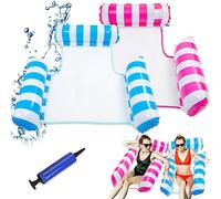 Aoreun Hamac Flottant Piscine, 2 Pcs hamac Gonflable Piscine avec Pompe, 4 -en-1 Flottantes Hamac Gonflable, Hamac d’Eau Plage Portable, hamac de Piscine Gonflable pour Plage Partie Vacances