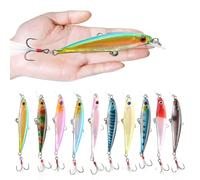 Aoreun Lot de 10 Leurres de Pêche, Leurre Brochet Truite Perche avec Crochets, Poissons-nateurs pour Eau de Mer d'eau Douce Pêche