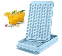 Aoreun Lot de 104 mini bacs à glaçons ronds pour congélateur, 2 Pcs Bac à Glaçons Rond avec couvercle, Plateaux de Glaçons en MINI Boule Pour cocktail, whisky, thé, café (Bleu*2)