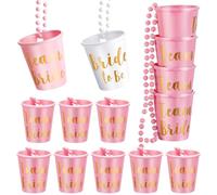 Aoreun Lot de 14 verres à liqueur avec chaîne, Verres à Shot en Plastique Perlé Mariée Bachelorette Partie Colliers de Fête, Team Bride et Bride pour Fête de Bachelorette Mariage Colliers de Fête