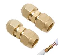 Aoreun Lot de 2 raccords split pour climatisation - 3/8" - Pour tuyaux en cuivre - Rallonge de tuyau en cuivre - Filetage pour le montage de climatiseurs split
