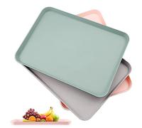 Aoreun Lot de 3 plateaux de service rectangulaires en plastique - 21 x 29 cm - 3 couleurs - Antidérapants - Pour restauration rapide, café, bar, fête, cuisine, maison
