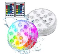 Aoreun Lumière LED Submersible, 2 pièces Lampes LED Imperméable avec Télécommande, 16 RGB Couleurs Changement Lampes LED Submersibles Étanche pour Piscine Aquarium Baignoire Étangs Jardin Décoration