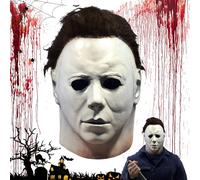 Aoreun Michael Myers Masque - Kills Horreur Visage Blanc avec Cheveux - Latex Halloween effrayant Cosplay Accessoires pour Adultes - Carnaval