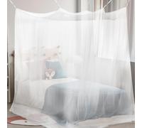 Aoreun Moustiquaire de Lit, Carrée Moustiquaire avec 6 Boucles de Suspension, moustiquaire lit simple pour Lits Simples et Doubles Moustiquaire de lit, Isoler Efficacement Les Moustiques 100x200x200cm