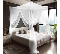 Aoreun Moustiquaire de Lit, Moustiquaire à Quatre Portes, Grand Carrée Moustiquaires, Mosquito Net pour Soler Efficacement Les Moustiques, Premium baldaquin pour Lits Simples Doubles - 190×210×240cm