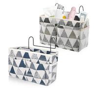 Aoreun Organisateur de Chevet Étanche, 2 pièces Poche de Lit Organisateur Pratique avec cadre métallique, Sac de Rangement Suspendu Imperméable pour Dortoir Lit Canapé Magazine Lunettes Livres