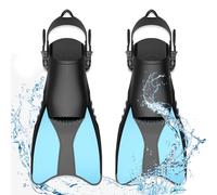 Aoreun Palmes de plongée, Palmes Courtes Réglables, Palmes Natation Piscine, Palme réglables Taille 42.5-47, Souples Silicone pour Adultes Hommes et Femmes - Bleu Clair