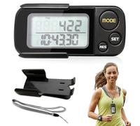 Aoreun Podomètre Marche 3D, Compteur De Pas Distance Calories Horloge avec Clip et Lanière Podomètre Numérique 3D Portable Pas de Bluetooth 30 Jours de Mémoire pour Femme Homme Enfant, Noir