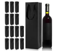 Aoreun Sacs Cadeaux en Papier Kraft pour Vin, Lot de 15 Sacs à Vin en Papier Kraft Sacs Cadeaux pour Vin avec Poignées cadeaux pour vin recyclables en papier kraft pour Noël, Mariage, Fête(11x9x35cm)