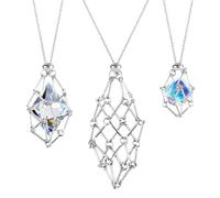 Aoreun Support de Cristal en Métal - Lot de 3 Pendentifs Cage pour Collier Réglable - Chaîne pour Pierres Précieuses et Quartz DIY